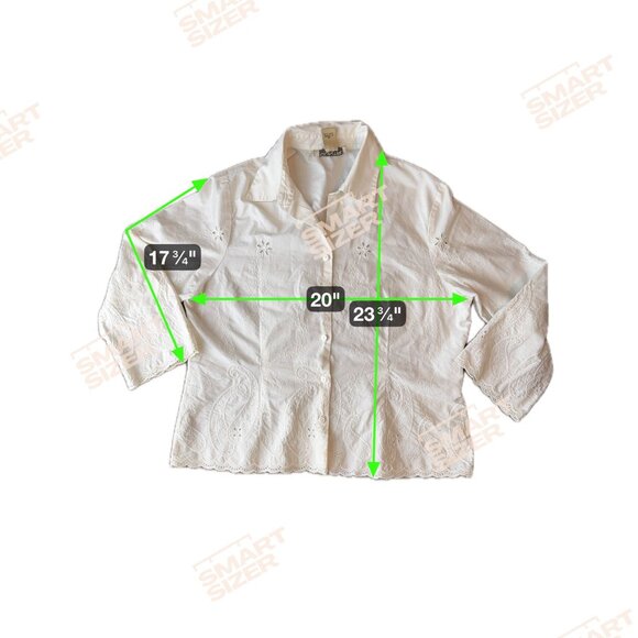 Jones NY Country White Eyelet Embroidered Button Up Shirt Womens 16P Cottagecore - Picture 2 of 7